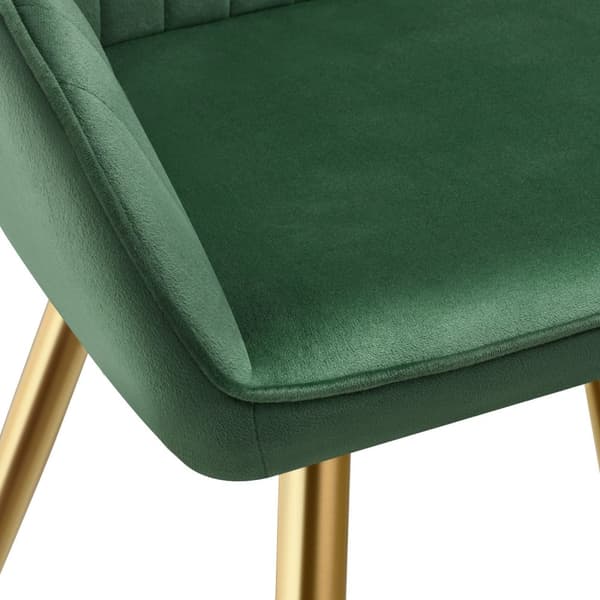Stol Marilyn, velour, quiltet - mørkegrøn/guld,Sæt med 2 stk.