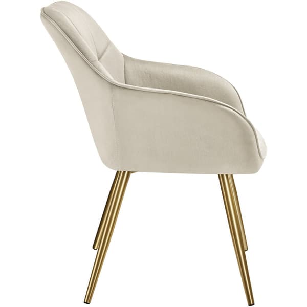 Stol Marilyn, velour, quiltet - creme/guld,Sæt med 2 stk.