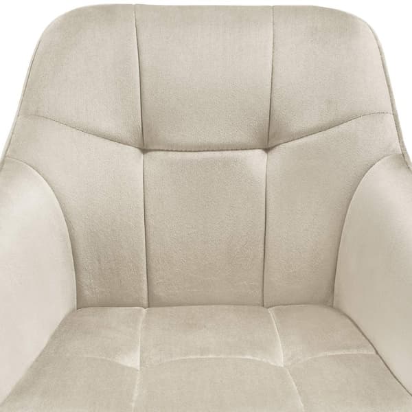 Stol Marilyn, velour, quiltet - creme/guld,Sæt med 2 stk.