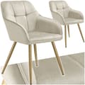 Miniatyrbillede 1 af 10: Stol Marilyn, velour, quiltet - creme/guld,Sæt med 2 stk.