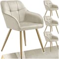 Miniatyrbillede 1 af 10: Stol Marilyn, velour, quiltet - creme/guld,Sæt med 4 stk.
