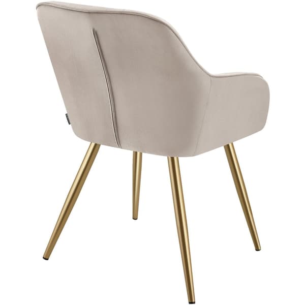 Stol Marilyn, velour, quiltet - taupe/guld,Sæt med 6 stk.