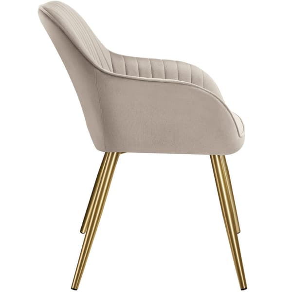 Stol Marilyn, velour, quiltet - taupe/guld,Sæt med 6 stk.
