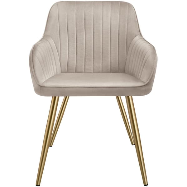 Stol Marilyn, velour, quiltet - taupe/guld,Sæt med 6 stk.