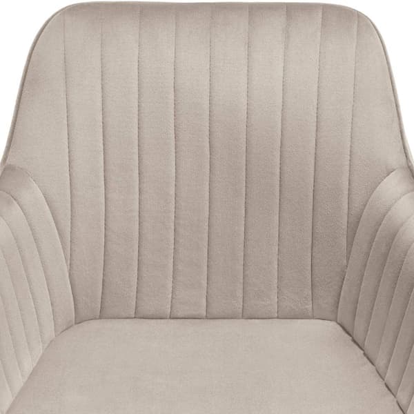 Stol Marilyn, velour, quiltet - taupe/guld,Sæt med 6 stk.