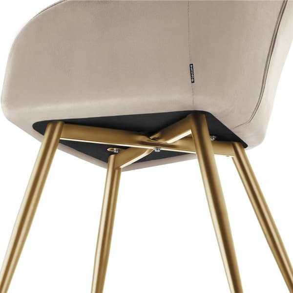 Stol Marilyn, velour, quiltet - taupe/guld,Sæt med 6 stk.