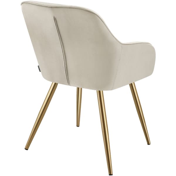Stol Marilyn, velour, quiltet - creme/guld,pr. stk.