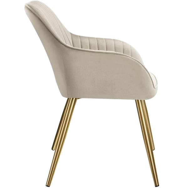 Stol Marilyn, velour, quiltet - creme/guld,pr. stk.