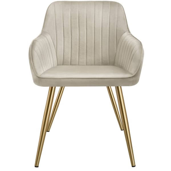 Stol Marilyn, velour, quiltet - creme/guld,pr. stk.