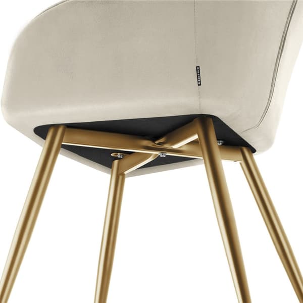 Stol Marilyn, velour, quiltet - creme/guld,pr. stk.
