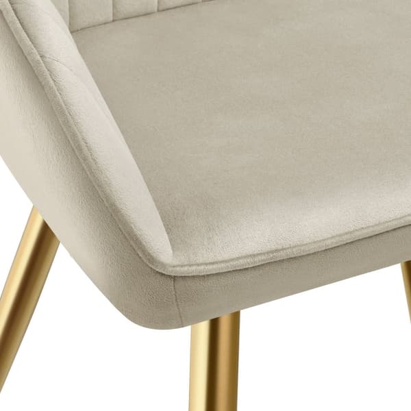 Stol Marilyn, velour, quiltet - creme/guld,pr. stk.