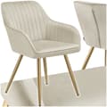 Miniatyrbillede 1 af 11: Stol Marilyn, velour, quiltet - creme/guld,pr. stk.