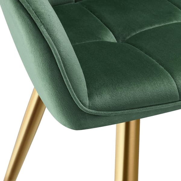 Stol Marilyn, velour, quiltet - mørkegrøn/guld,Sæt med 6 stk.