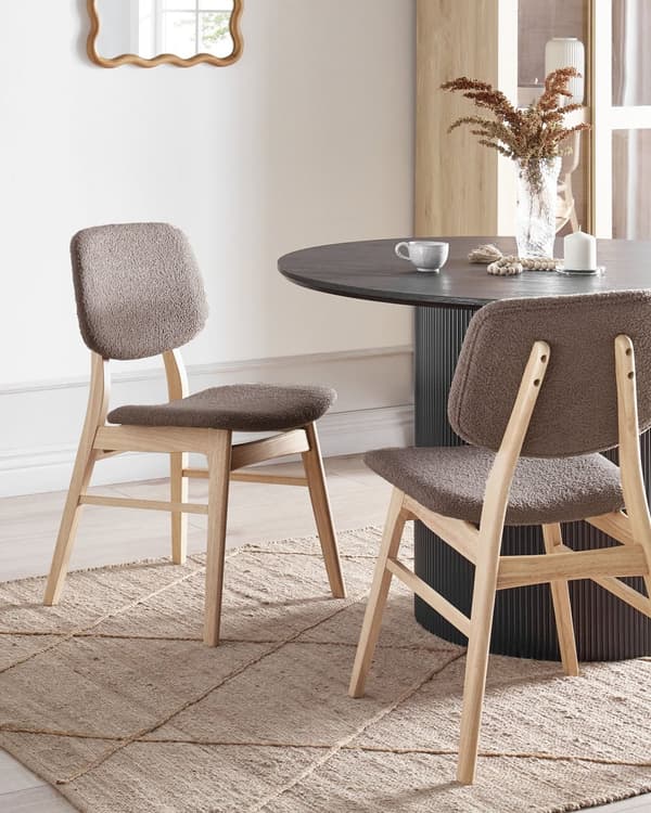 Spisebordsstol Lyst Træ Beige Sæt af 2 Spisestole Moderne Spisestuestol Polstret Sæde Retro Design Træstole til Spisebord