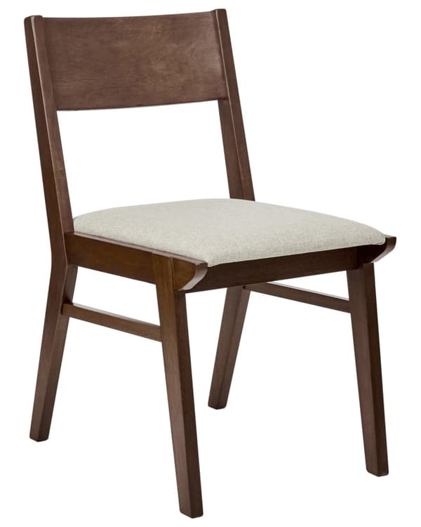 Spisebordsstol Mørkt Træ Beige Sæt af 2 Spisestole Klassisk Spisestuestol Polstret Sæde Retro Design Træstole til Spisebord