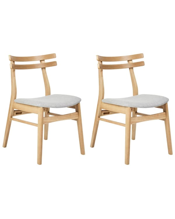 Sæt med 2 spisebordsstole mørkt gummitræ beige polstret sæde boucle retrostil