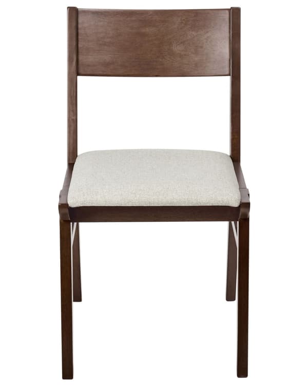 Sett med 2 Spisestoler Ramme i Mørkt Gummitre Beige Stoffsete Armlener Retro Tradisjonell Design