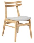 Miniatyrbilde 4 av 9: Sett med 2 Spisestoler Ramme i Lyst Gummitre Ramme i Grått Stoffsete Armløs Retro Design