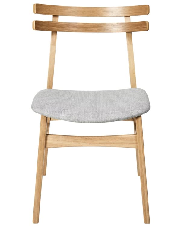 Sett med 2 Spisestoler Ramme i Lyst Gummitre Ramme i Grått Stoffsete Armløs Retro Design
