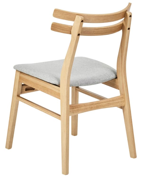 Sett med 2 Spisestoler Ramme i Lyst Gummitre Ramme i Grått Stoffsete Armløs Retro Design