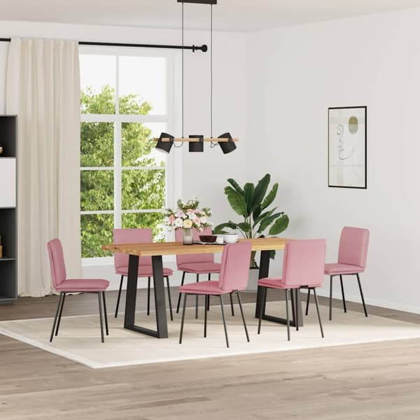 Matstolar 6 st rosa sammet