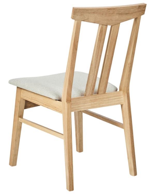 Sett med 2 Spisestoler Ramme i Lyst Gummitre Beige Stoffsete Armløs Retro Tradisjonell Design