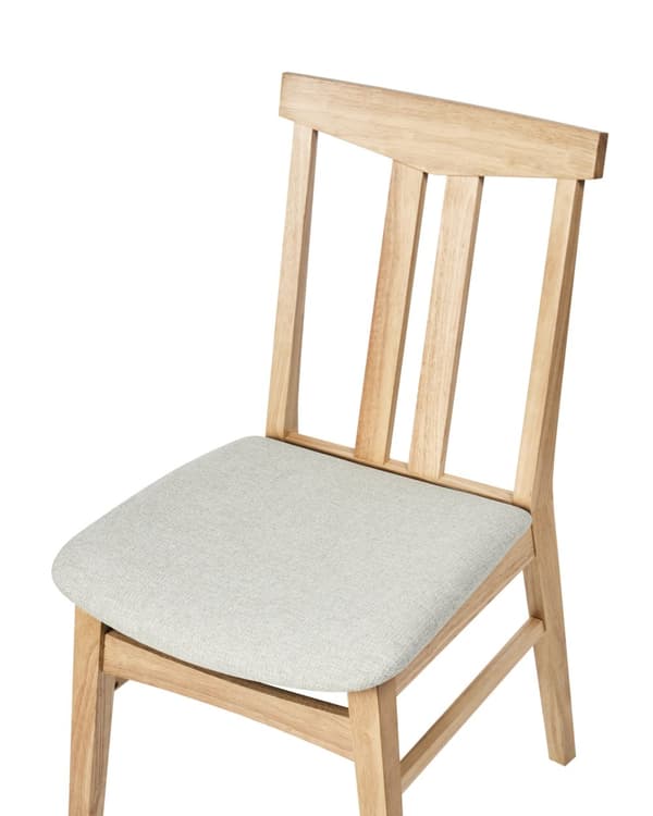 Sett med 2 Spisestoler Ramme i Lyst Gummitre Beige Stoffsete Armløs Retro Tradisjonell Design