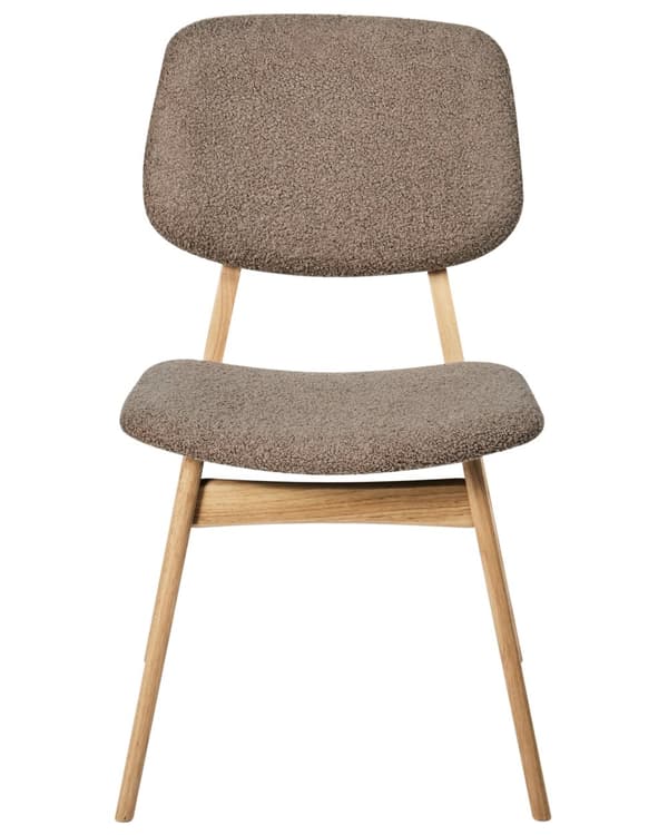 Sett med 2 Spisestoler Ramme i Lyst Gummitre Taupe Boucle-Stoffsete Armløs Retro Design