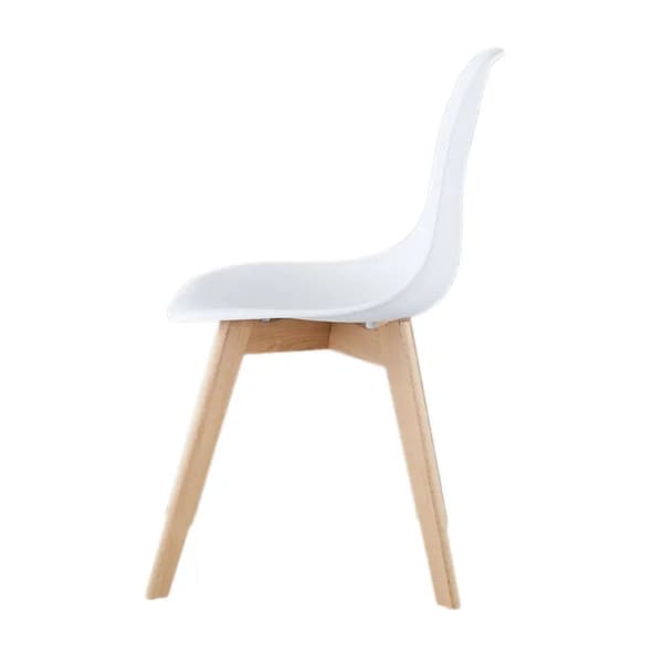 KITO Minimalistiske hvide spisestuestole med bøgetræsben - sæt af 4
