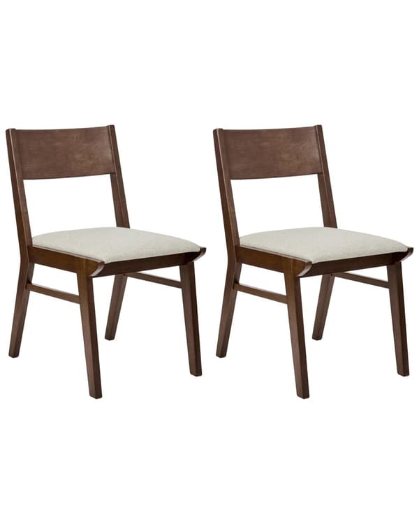 Matstolar 2-pack Mörk Gummiträram Beige Tygsits Armlösa Retro Traditionell Design