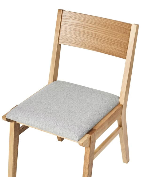 Matstolar 2-pack Ljus Gummiträram Grå Tygsits Armlösa Retro Traditionell Design