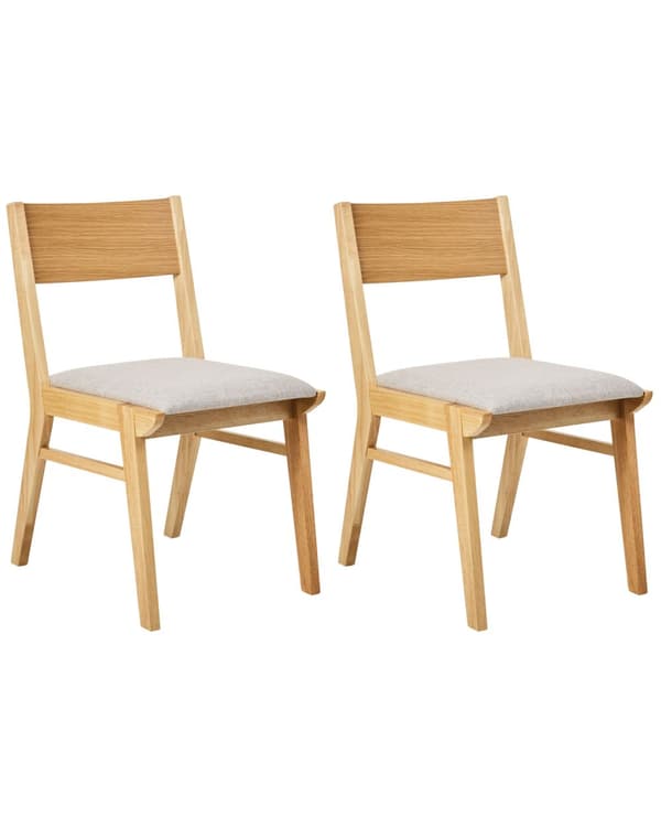 Matstolar 2-pack Ljus Gummiträram Grå Tygsits Armlösa Retro Traditionell Design