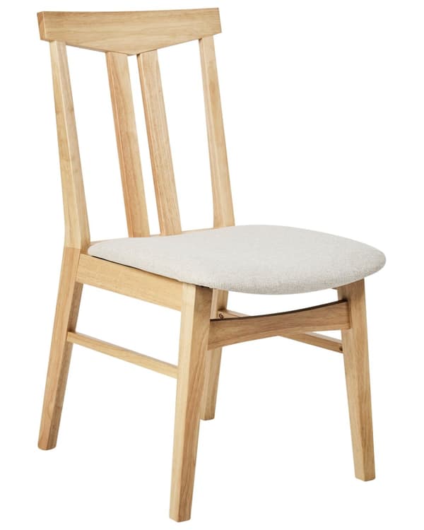 Matstolar 2-pack Ljus Gummiträram Beige Tygsits Armlösa Retro Traditionell Design