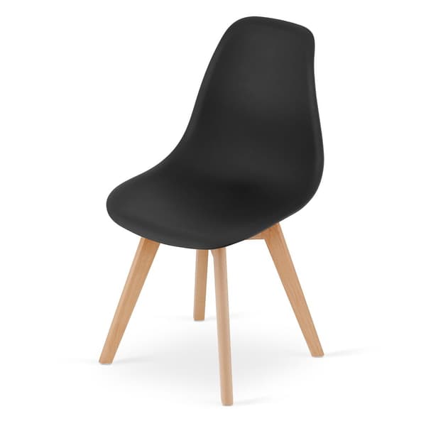 KITO Sæt af 4 sorte spisestuestole - holdbar, familievenlig design med bøgetræsben