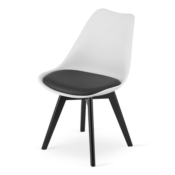 Moderne Sort & Hvid Øko-Læder Spisestuestole - Sæt af 4