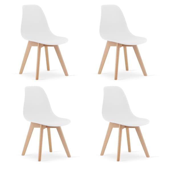 KITO 4-stykkes hvidt spisesæt - pladsbesparende, komfortabelt design til små områder