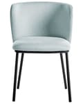 Miniatyrbild 5 av 10: Set med 2 Matstolar utan Armstöd Ljusblå Polyesterklädsel Svarta Metallben Böjda Ryggstöd Modern Design