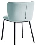 Miniatyrbild 6 av 10: Set med 2 Matstolar utan Armstöd Ljusblå Polyesterklädsel Svarta Metallben Böjda Ryggstöd Modern Design