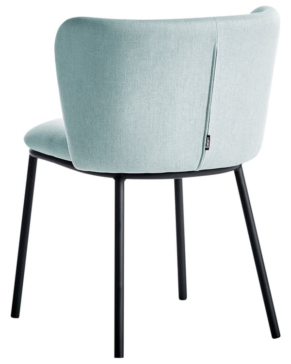 Set med 2 Matstolar utan Armstöd Ljusblå Polyesterklädsel Svarta Metallben Böjda Ryggstöd Modern Design
