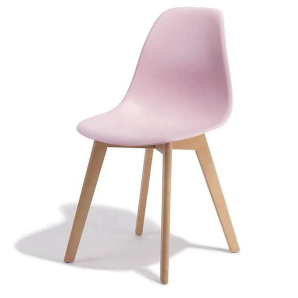 Set med 2 rosa KITO matstolar med träben - Bekväma & barnvänliga
