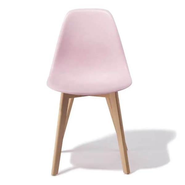 Set med 2 rosa KITO matstolar med träben - Bekväma & barnvänliga