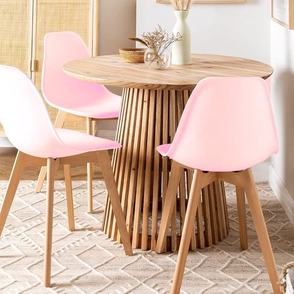Set med 2 rosa KITO matstolar med träben - Bekväma & barnvänliga