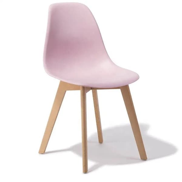 Set med 2 rosa KITO matstolar med träben - Bekväma & barnvänliga
