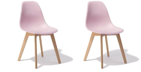 Sæt af 2 moderne pink spisestuestole med træben - KITO stilfuld & miljøvenlig