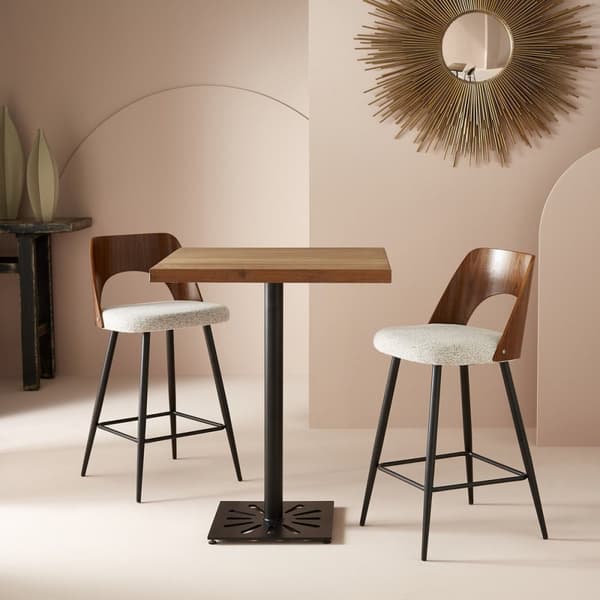 Chaise de comptoir en tissu beige L45 cm - AUSTIN