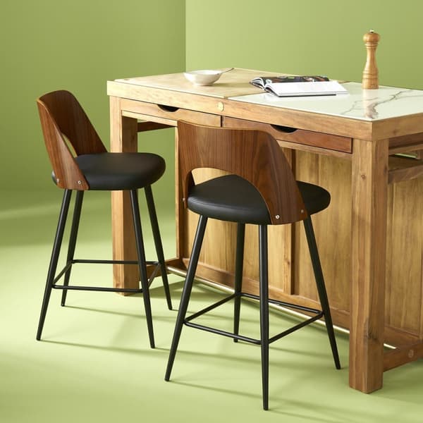 Chaise de comptoir en vinyle noir L45 cm - AUSTIN