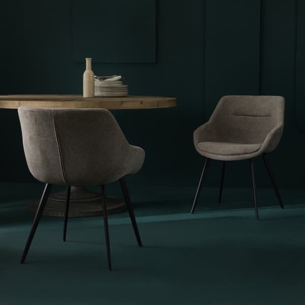 Lot de 2 fauteuils bridge en tissu taupe L64 cm - COLOMBE