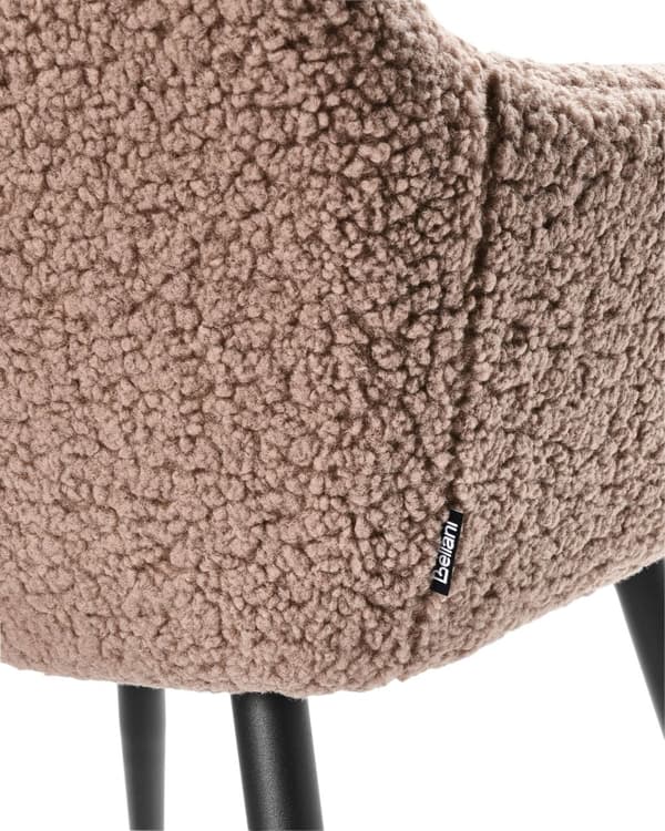 Sett med 2 Spisestoler Taupe Boucle Teddy Stoff Seter Metallben til Spisestue Kjøkken