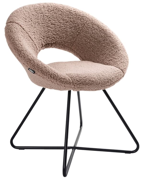 Lenestol Taupe Boucléstoff Svart metallramme Uten armlener Retro design Hvilestol