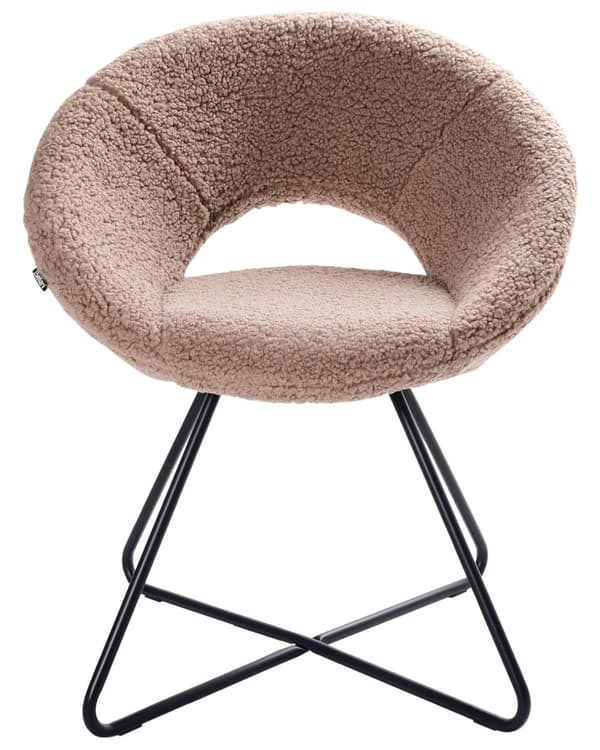 Lenestol Taupe Boucléstoff Svart metallramme Uten armlener Retro design Hvilestol